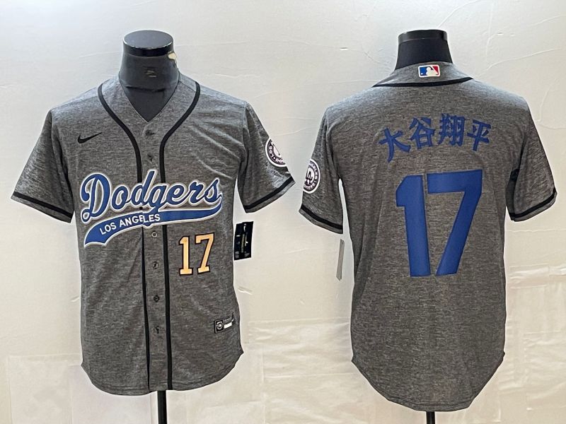 Men Los Angeles Dodgers #17 Ohtani Grey Nike Game MLB Jersey style 14->los angeles dodgers->MLB Jersey
